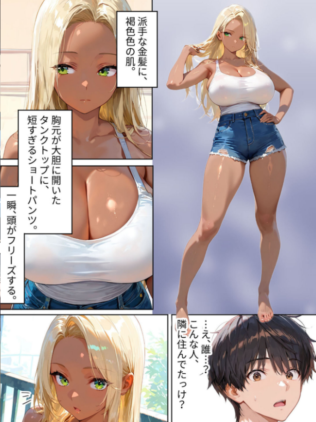 隣の黒ギャル人妻は、寂しがり屋だった。 モザイク版 エロ漫画 サンプル画像