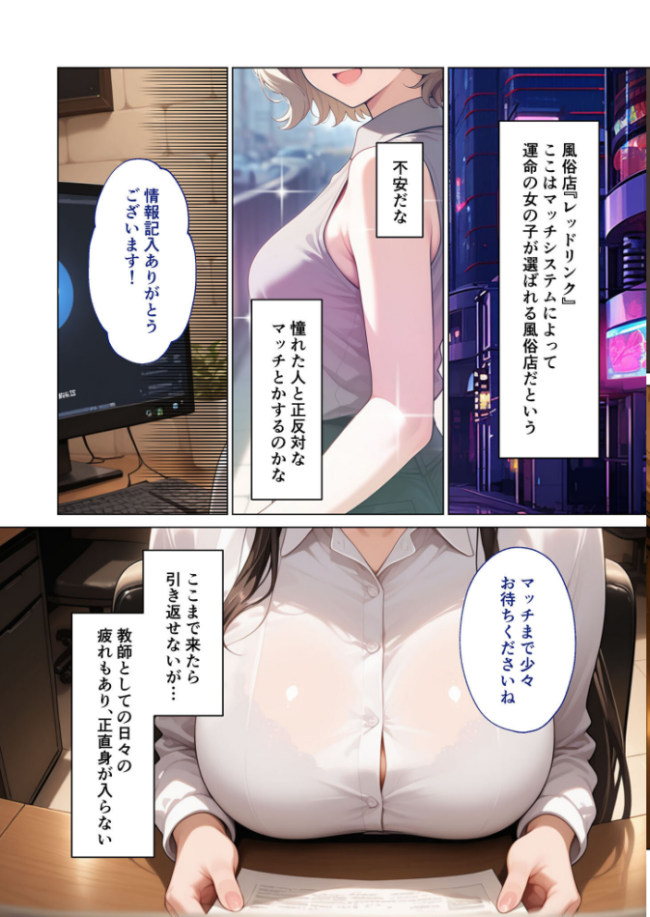 マッチング型純愛風俗店「レッドリンク」 第14話 〜元教師でも愛してくれますか？〜 モザイク版  丼栗 サンプル画像